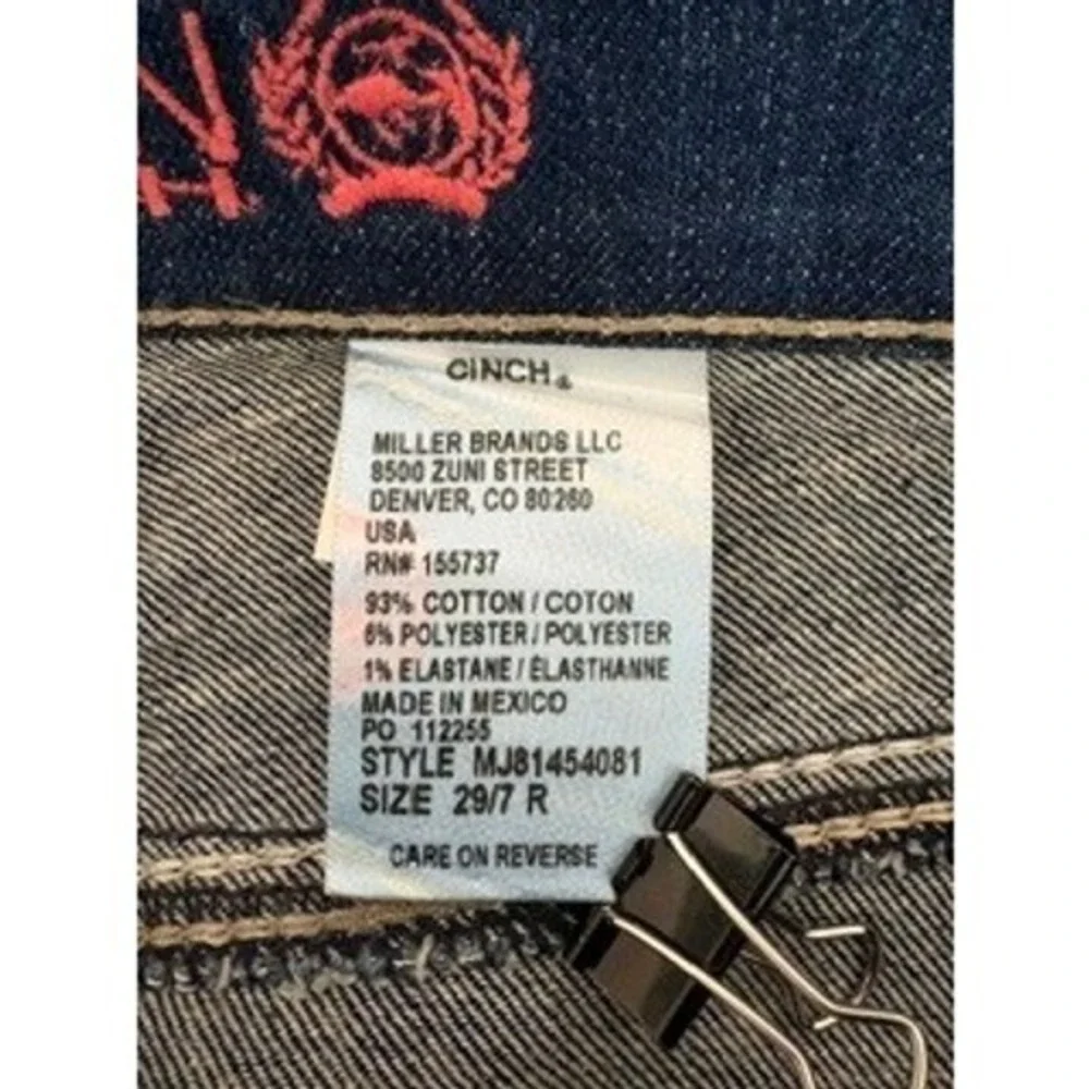 Cinch Lynden Dark Wash Flare Jeans Size 29/7 R Embroidered‎ Pocket Rodeo Boho